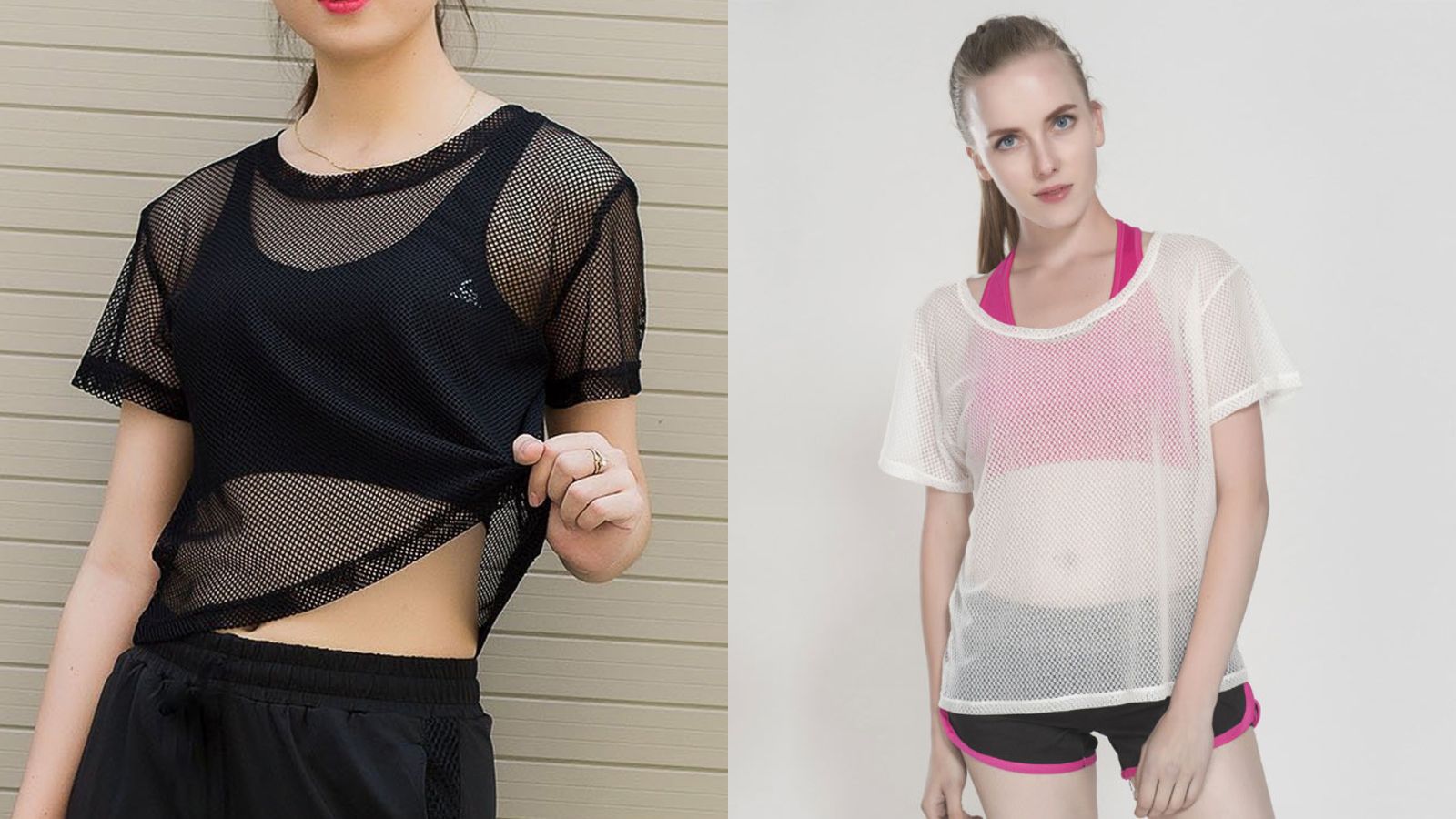 Áo croptop kết hợp với áo bra thể thao bên trong